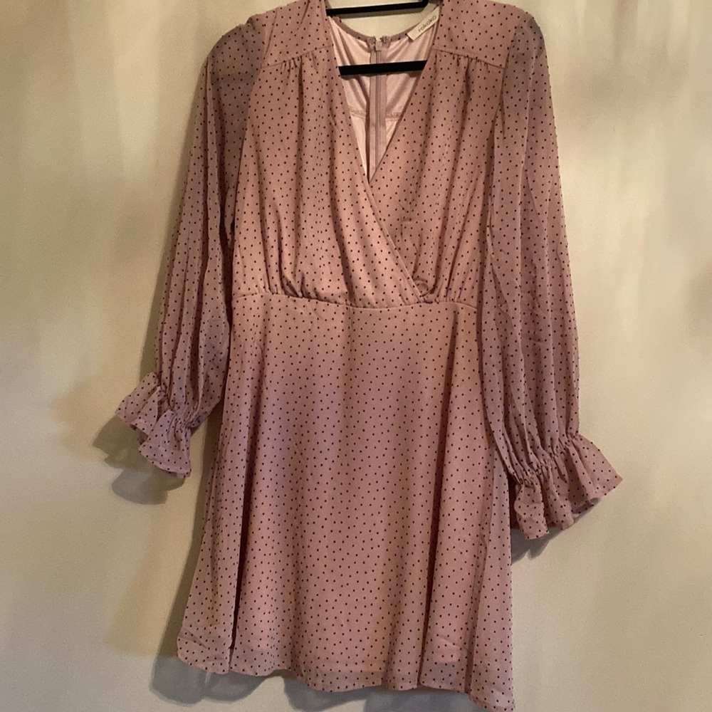 COPY - Pink and black dot mini dress.